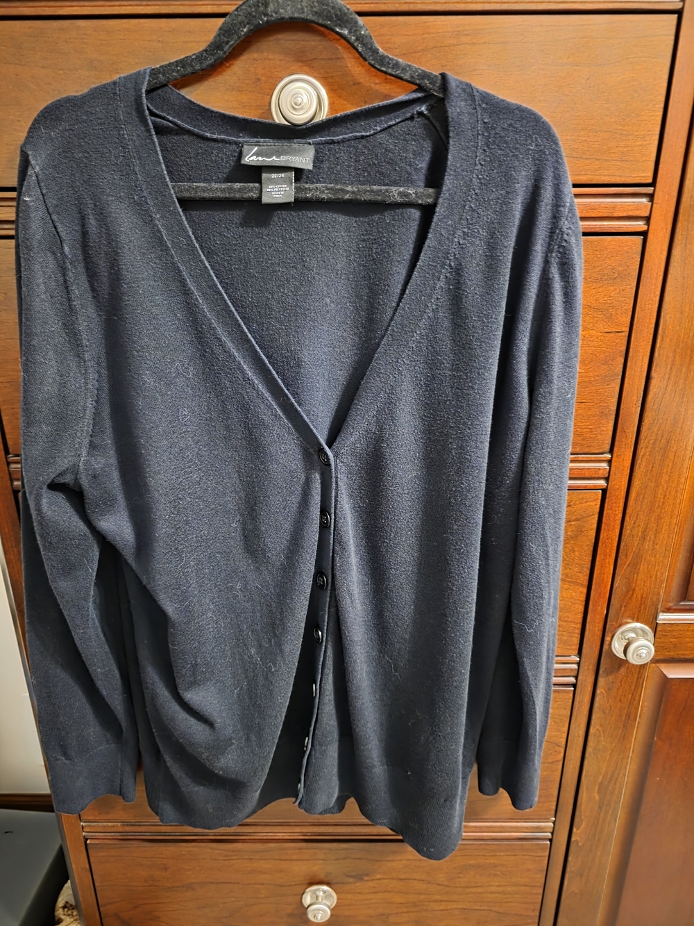 Lane Bryant Black V‑Neck Button Cardigan